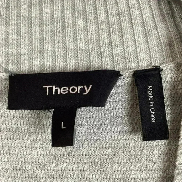 Theory Womens Open Front Long Sleeved Thin Knit Cardigan Sweater Gray Sz Large - Picture 4 of 8